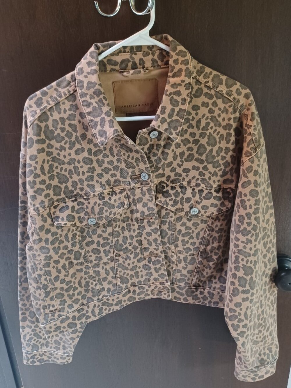 American Eagle Leopard Denim Jacket
